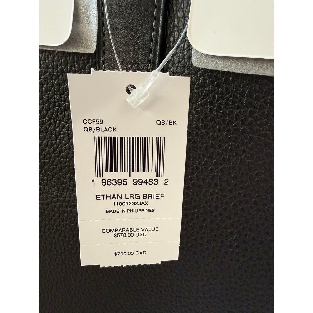 Coach Ethan Large Brief Black Pebbled Leather Business Messenger Bag - Picture 2 of 6